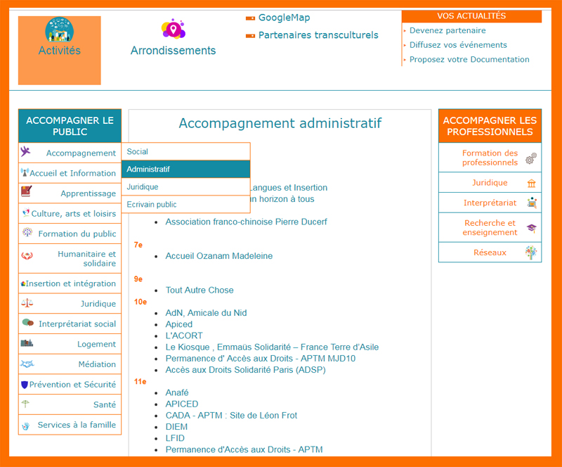 Les nouvelles catégories sur Actionstransculturelles.org
