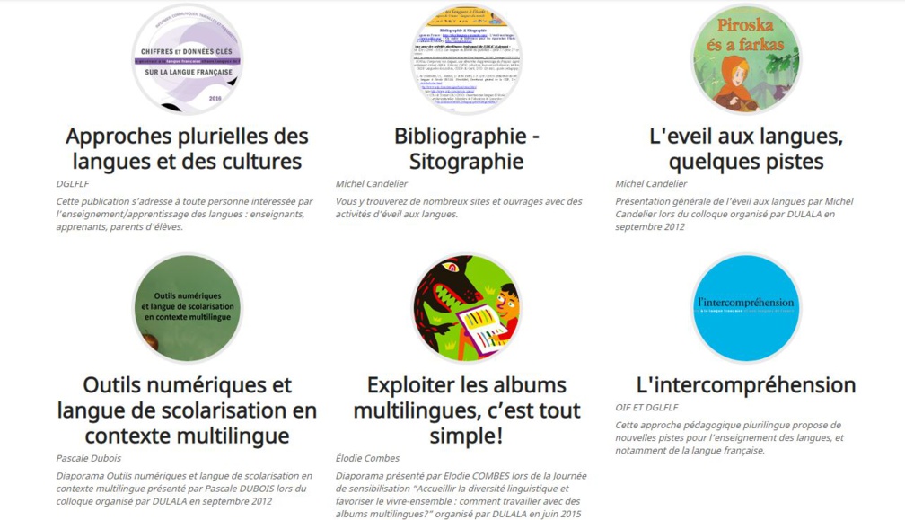 Approches plurielles/Eveil aux langues : outils pédagogiques de Dulala