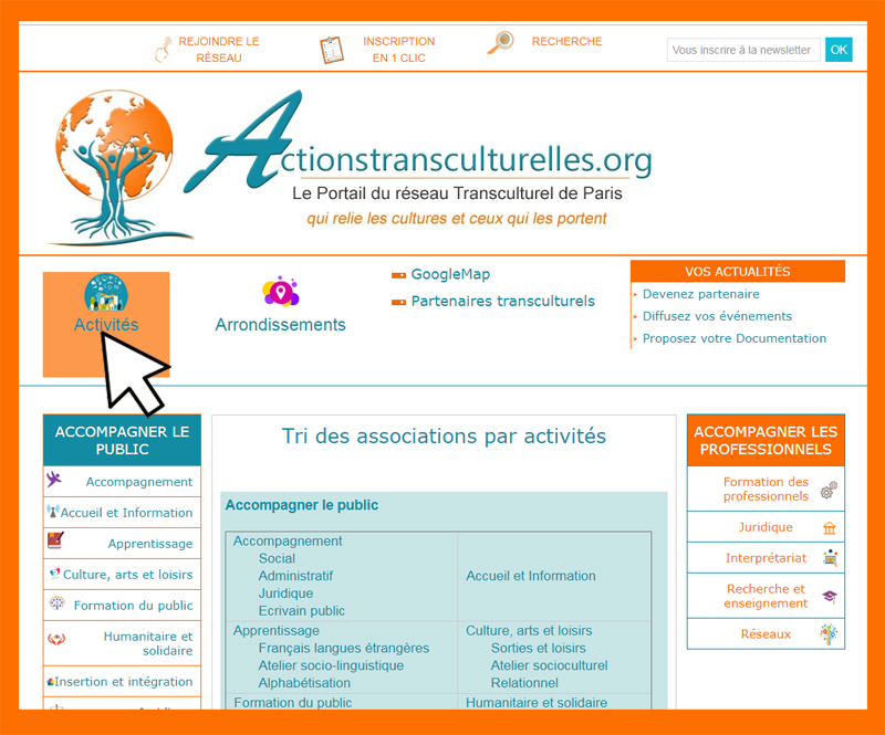 Naviguer avec les catégories sur Actionstransculturelles.org Naviguer avec les catégories sur Actionstransculturelles.org