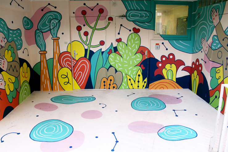 Fresque participative de la Maison