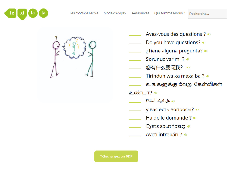 Les mots de l'école traduits et illustrés sur le Portail Lexilala