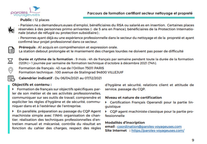 Les formations Paris Tous en jeux 2021