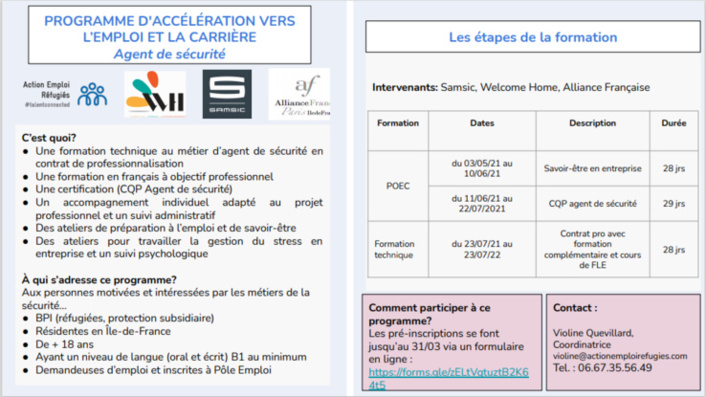 Programmes d'accélération vers l'emploi "Agent de service hospitalier" et Agent de sécurité" avec Action Emploi Réfugiés