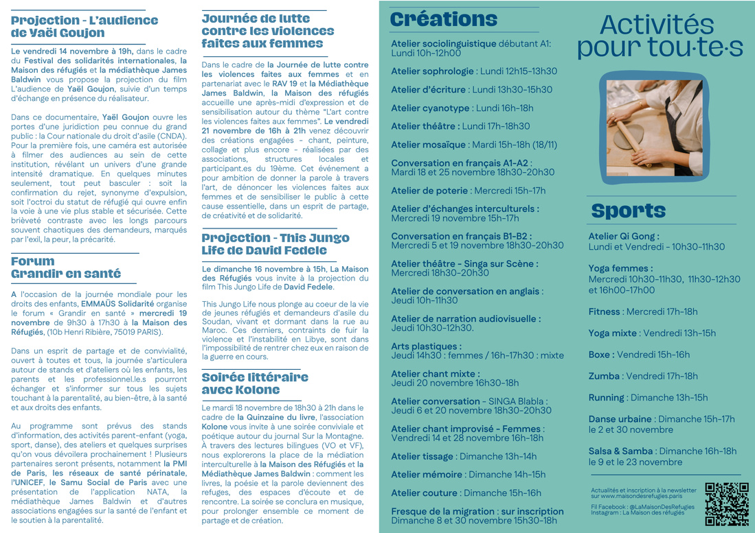 Programme & flyer mensuel Maison des réfugiés Programme & flyer mensuel Maison des réfugiés