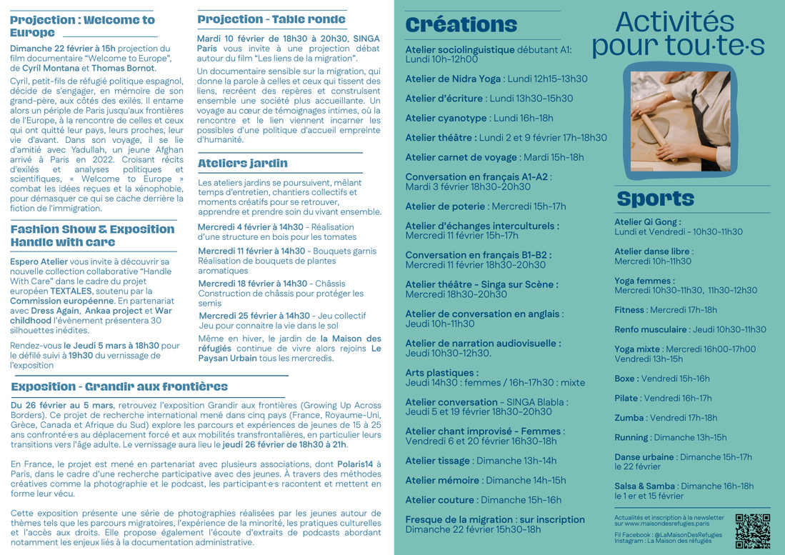 Programme & flyer mensuel Maison des réfugiés Programme & flyer mensuel Maison des réfugiés
