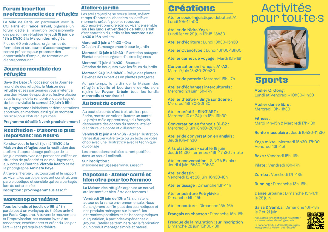 Programme & flyer mensuel Maison des réfugiés Programme & flyer mensuel Maison des réfugiés