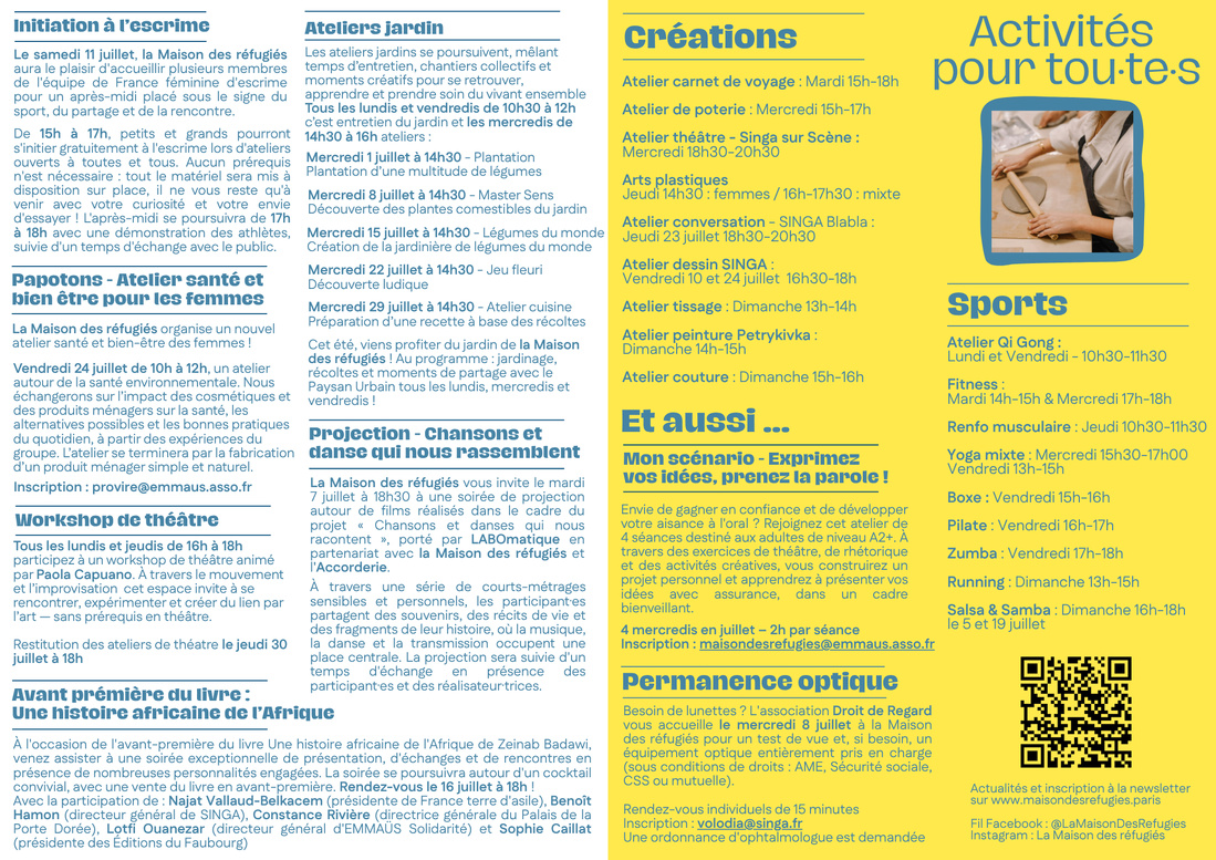 Programme & flyer mensuel Maison des réfugiés Programme & flyer mensuel Maison des réfugiés