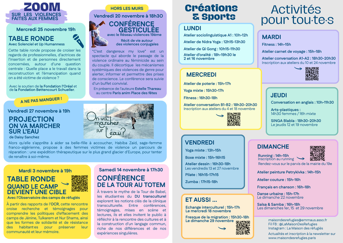 Programme & flyer mensuel Maison des réfugiés Programme & flyer mensuel Maison des réfugiés