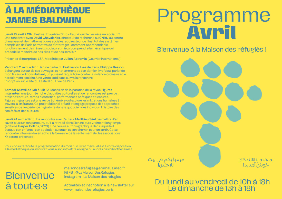 Programme & flyer mensuel Maison des réfugiés
