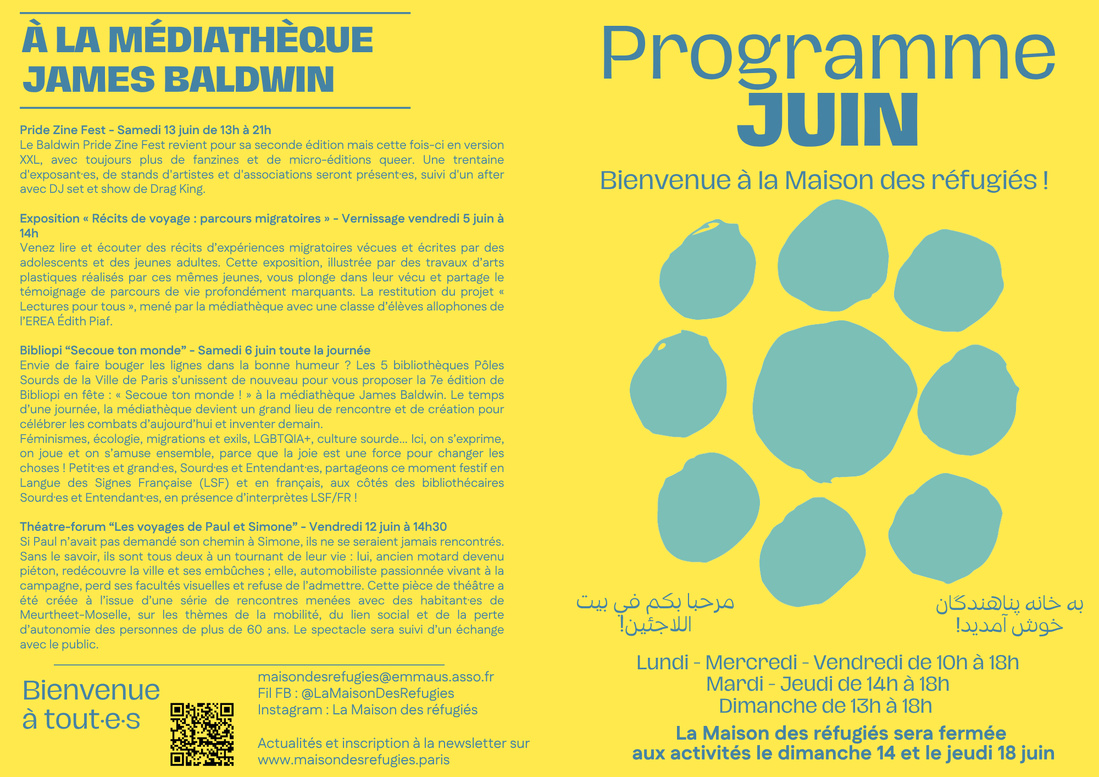 Programme & flyer mensuel Maison des réfugiés Programme & flyer mensuel Maison des réfugiés