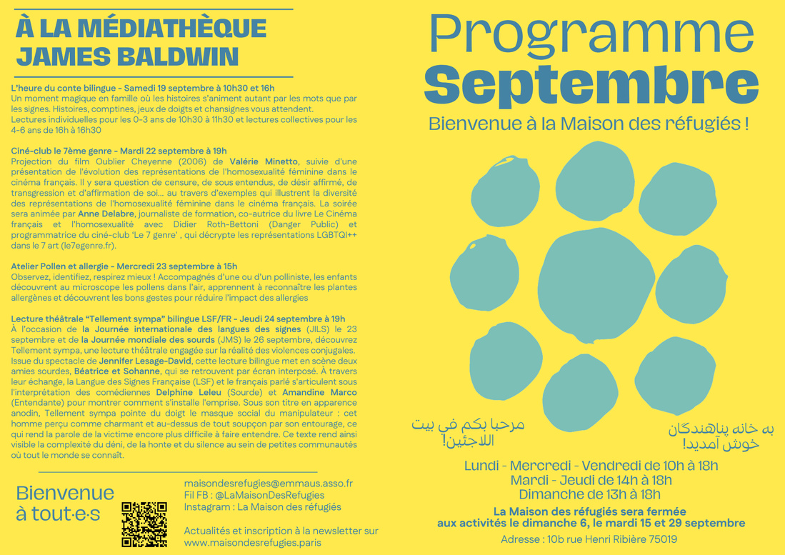 Programme & flyer mensuel Maison des réfugiés Programme & flyer mensuel Maison des réfugiés