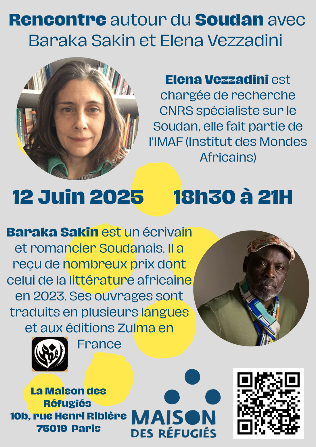 Jeudi 12 juin : Rencontre Abdelaziz Baraka Sakin et Elena Vezzadini