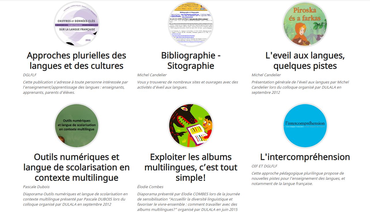 Approches plurielles/Eveil aux langues : outils pédagogiques de Dulala