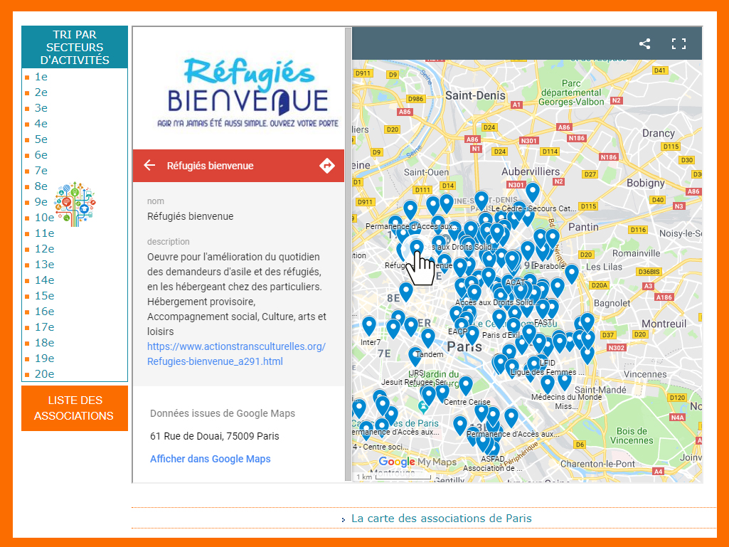 La Google Map sur Actionstransculturelles.org