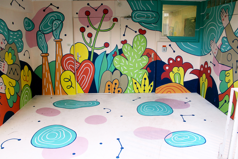 Fresque participative de la Maison