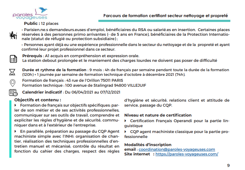 Les formations Paris Tous en jeux 2021