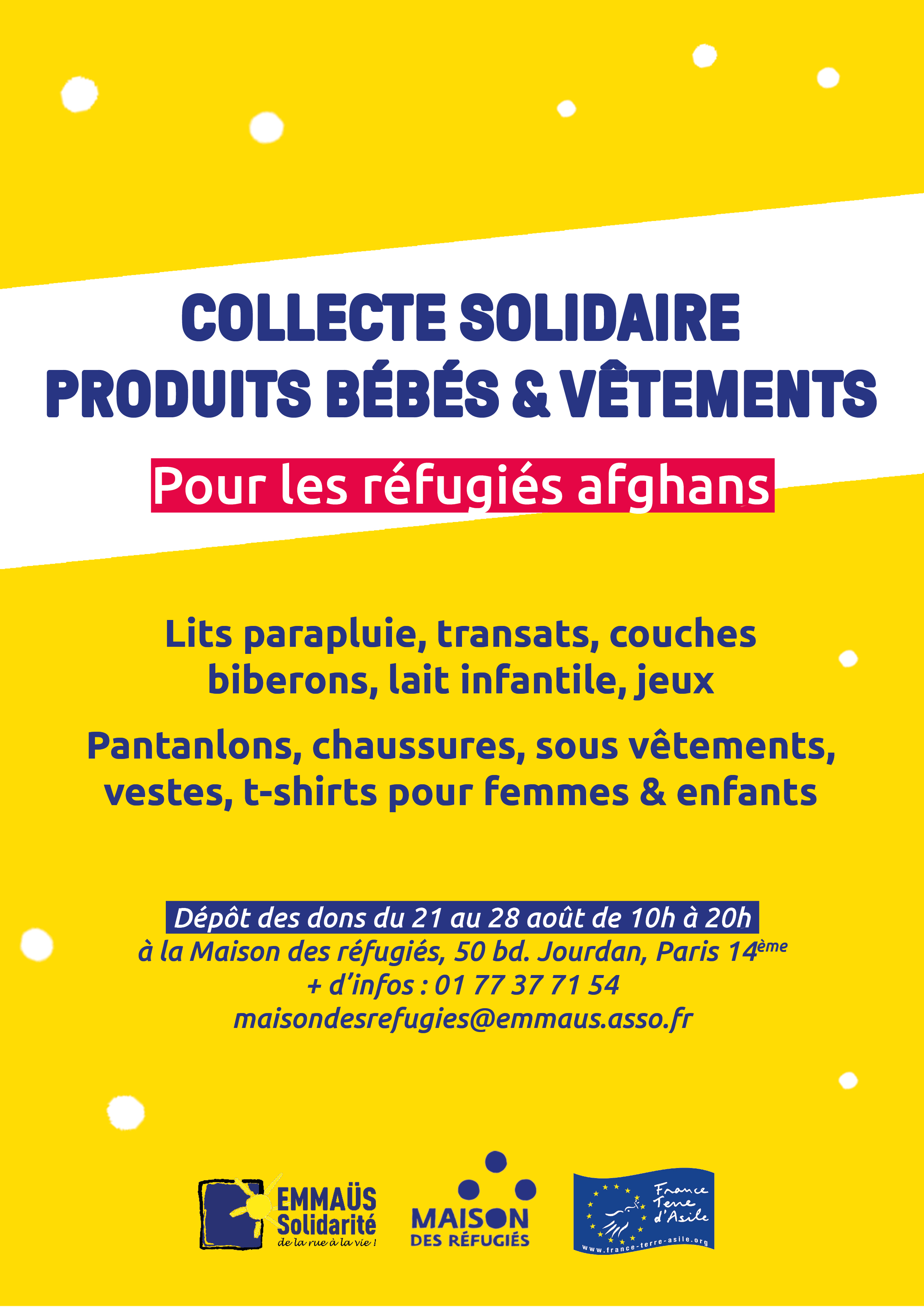 Collecte solidaire pour les réfugiés afghans