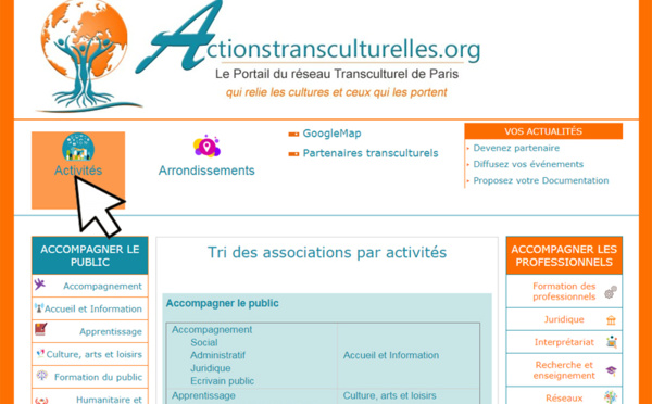 Naviguer avec les catégories sur Actionstransculturelles.org