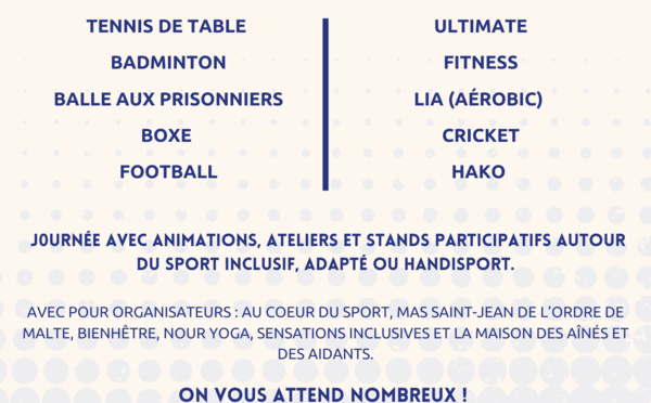 Dimanche 7 juillet - Participez à la journée sportive inclusive du 19ème ! 