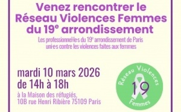 10 mars - Stand d'information avec le réseau Violences Femmes 19ème